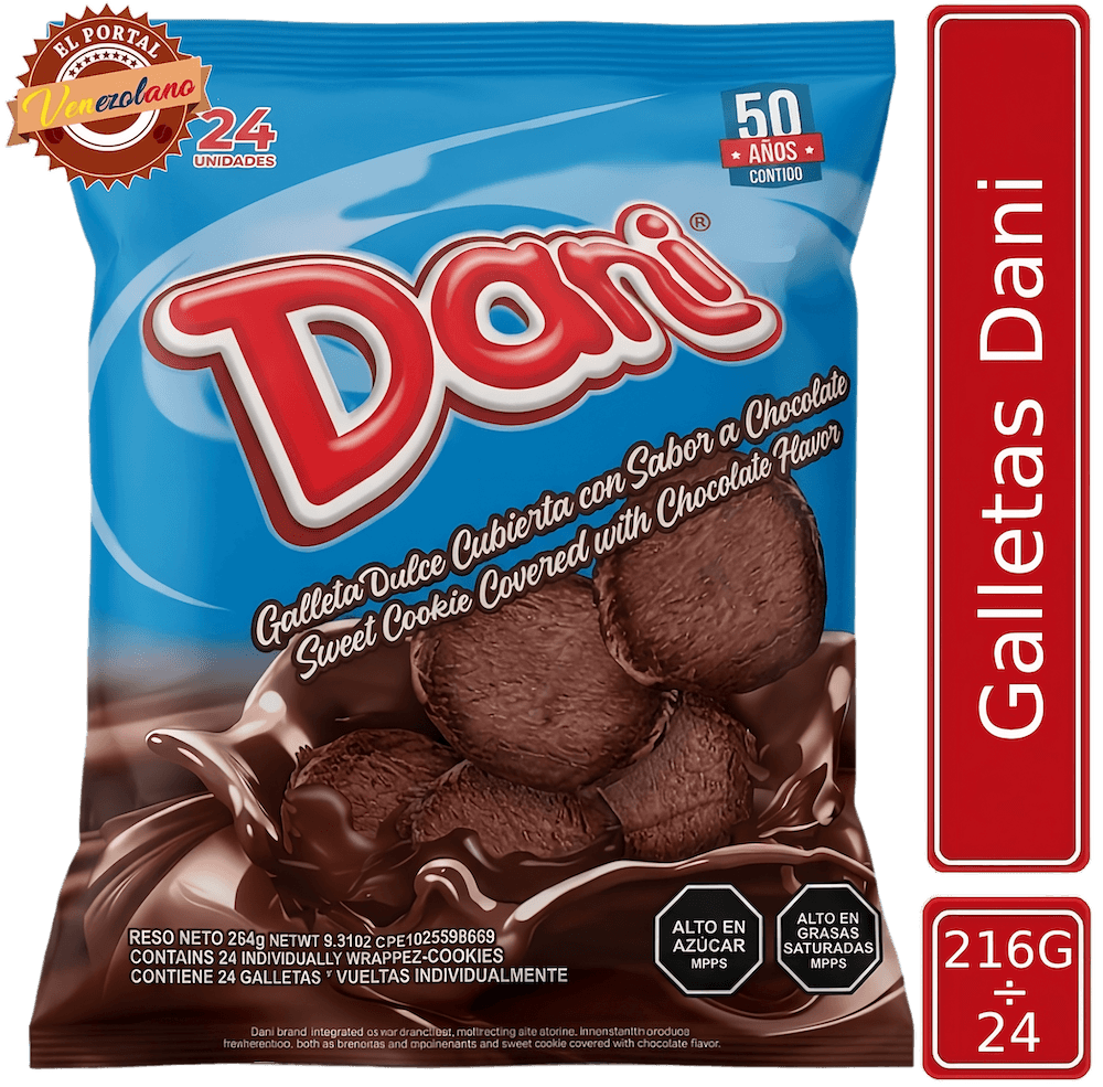 Pack de 24 galletas Dani de Danibisk venezolanas, disponible en Colombia