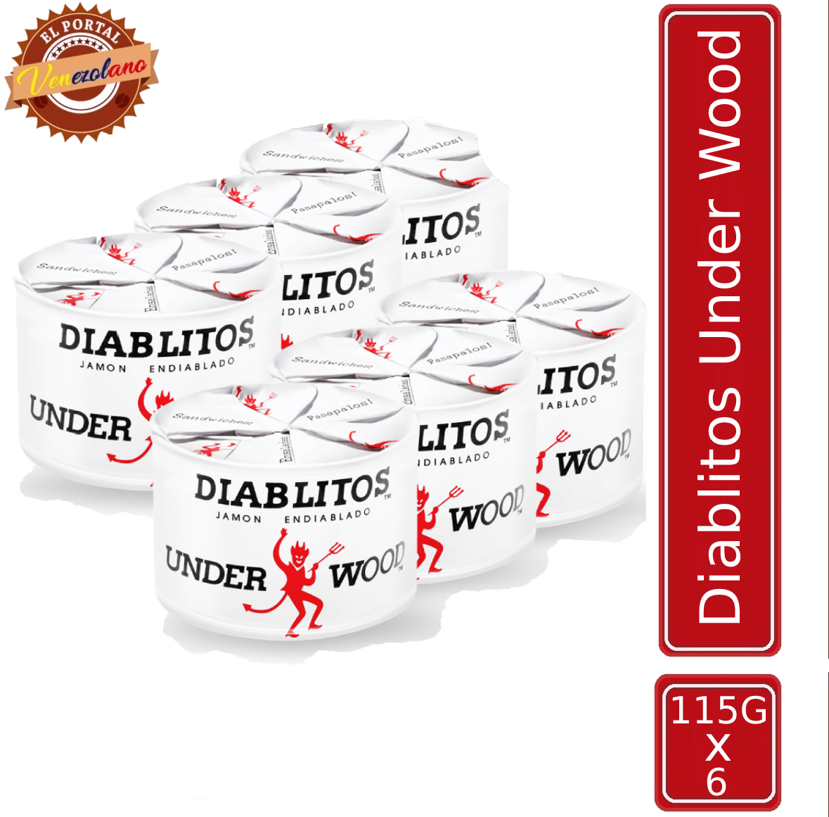 Diablitos Underwood 115Gr Jamón Endiablado Venezolano  x 6