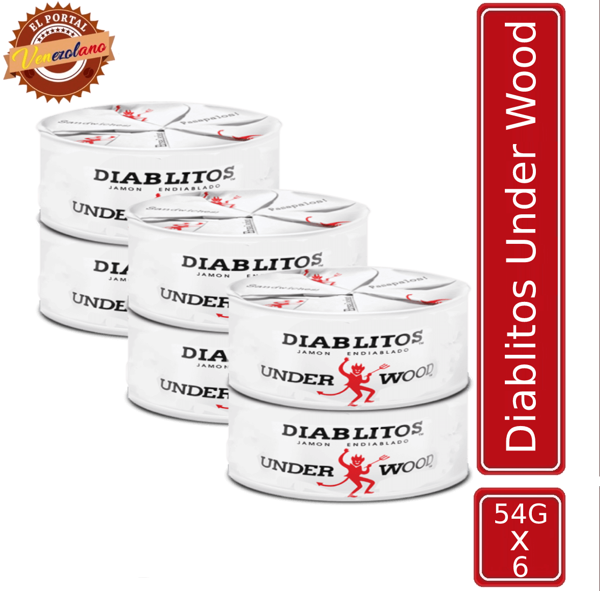 Diablitos Underwood 54Gr Jamón Endiablado Venezolano x 6
