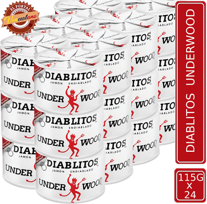 Pack de 24 Diablitos Underwood 115g de jamón endiablado venezolano, disponible en Colombia
