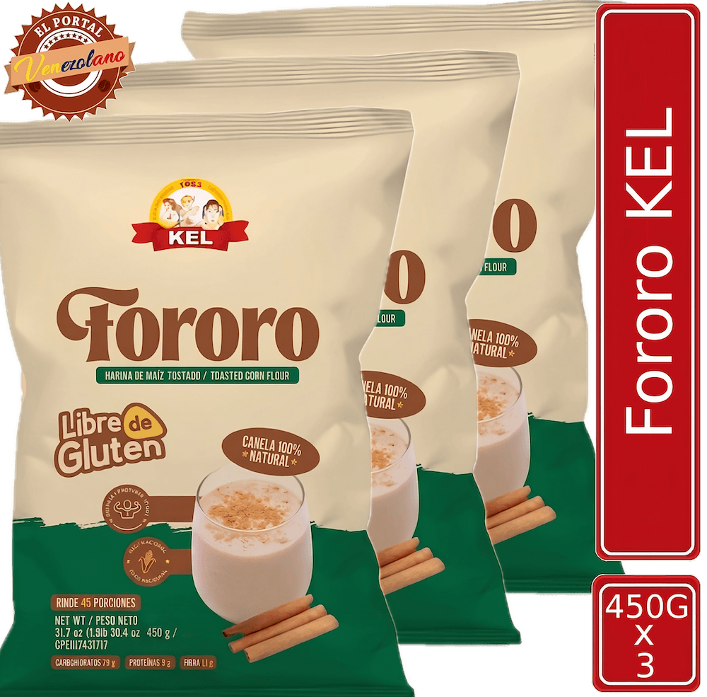 Pack de 3 fororo Kel 450g venezolano, disponible en Colombia