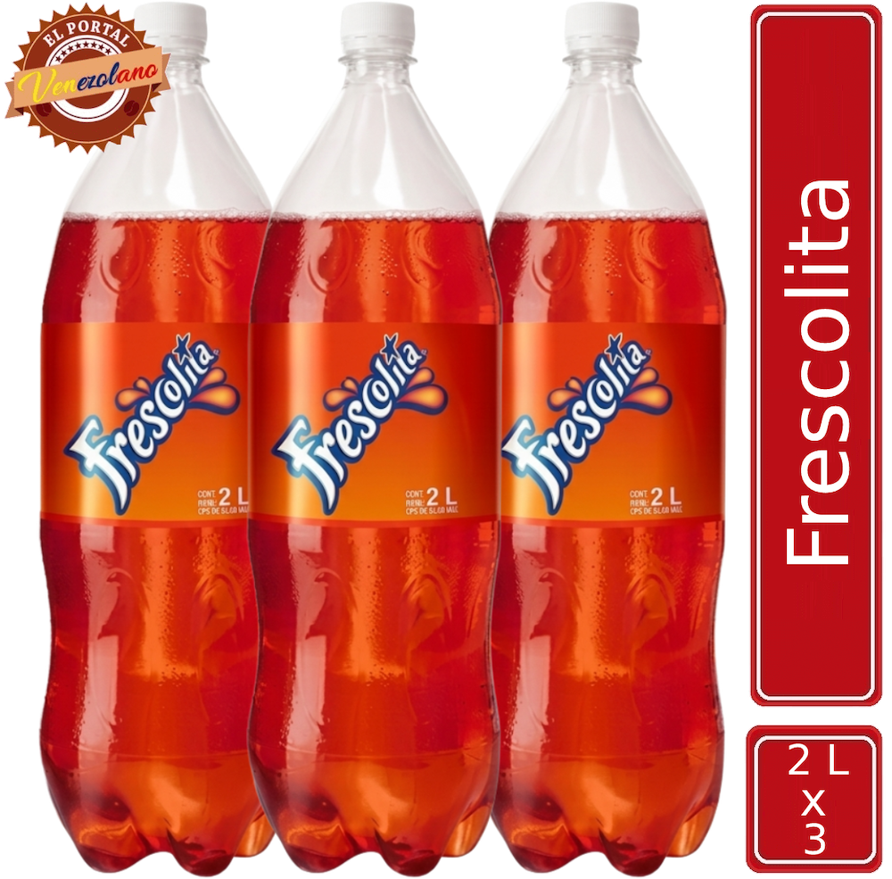 Pack de 3 Frescolita familiar 2 litros venezolana, disponible en Colombia
