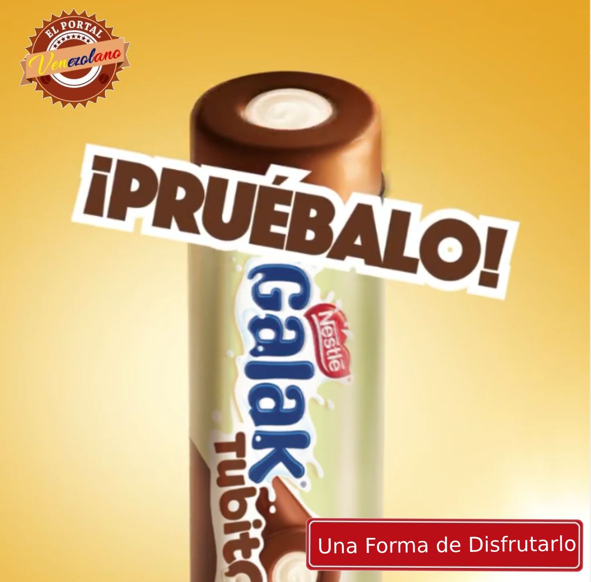 GALAK Tubito Barra Sabor a Chocolate con Relleno Sabor a Leche Venezuela x 4
