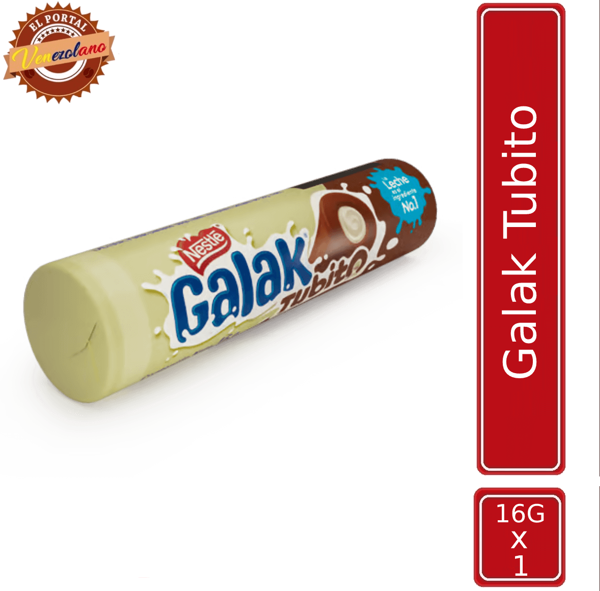 GALAK Tubito Barra Sabor a Chocolate con Relleno Sabor a Leche Venezuela