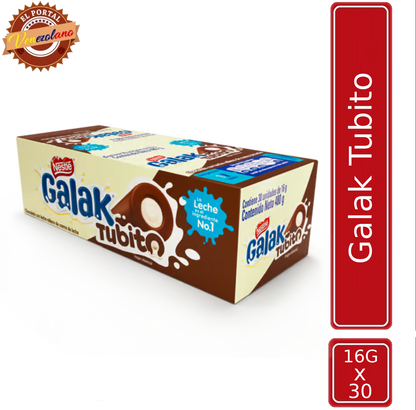 GALAK Tubito Barra Sabor a Chocolate con Relleno Sabor a Leche Venezuela x 30
