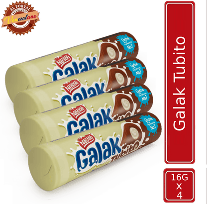 GALAK Tubito Barra Sabor a Chocolate con Relleno Sabor a Leche Venezuela x 4