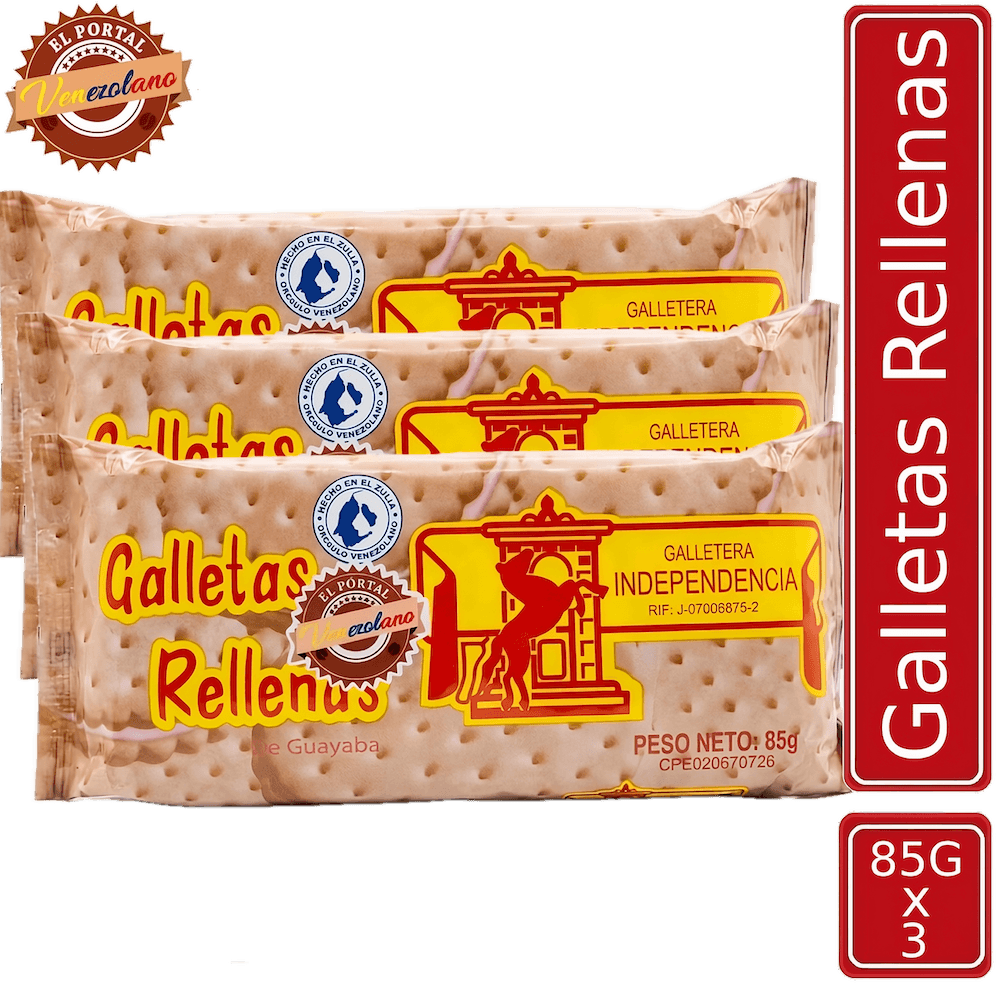 Pack de 3 galletas Independencia pegadas rellenas zulianas venezolanas, disponible en Colombia