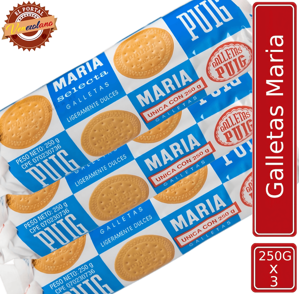 Pack de 3 galletas María Puig venezolanas, disponible en Colombia