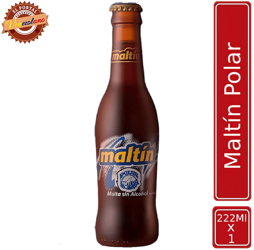 Maltín Polar botella 222 ml venezolana, disponible en Colombia