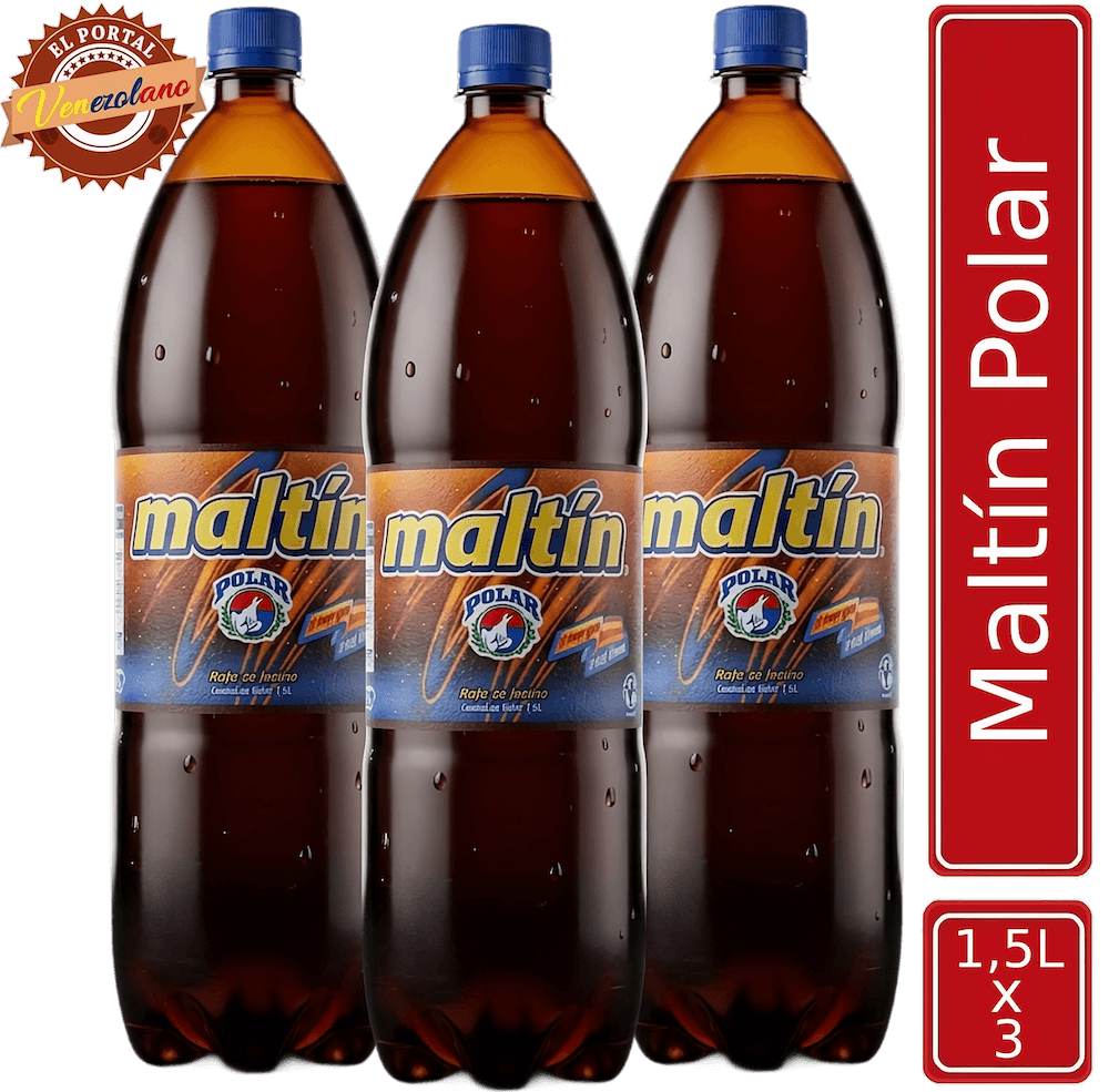 Pack de 3 Maltín Polar familiar 1.5 litros venezolana, disponible en Colombia