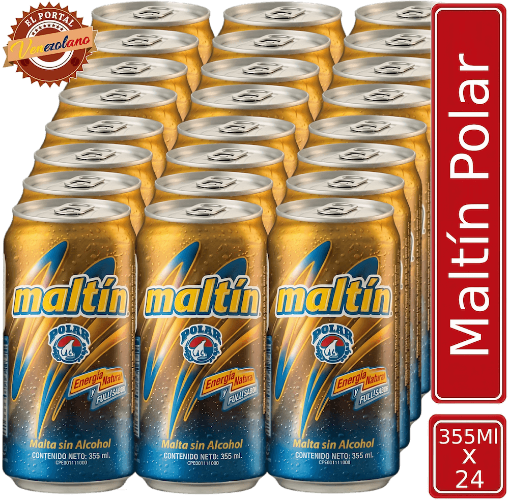 Pack de 24 Maltín Polar lata 355 ml venezolana, disponible en Colombia