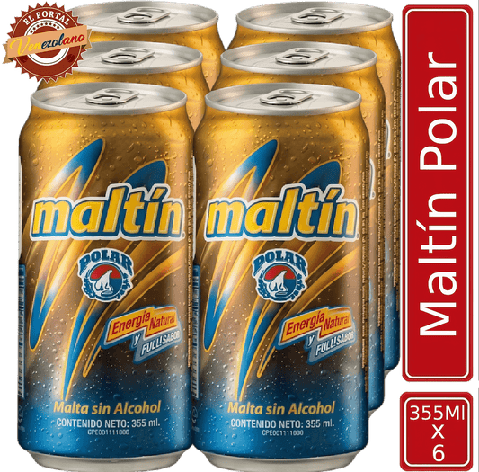 Maltín Polar Lata 355ml Venezolana Original x 6 Unidades
