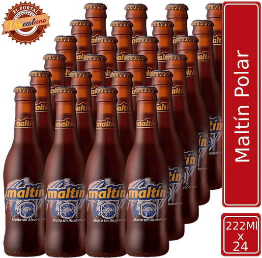 Maltín Polar Botella 222ml Venezolana Original x 24 Unidades