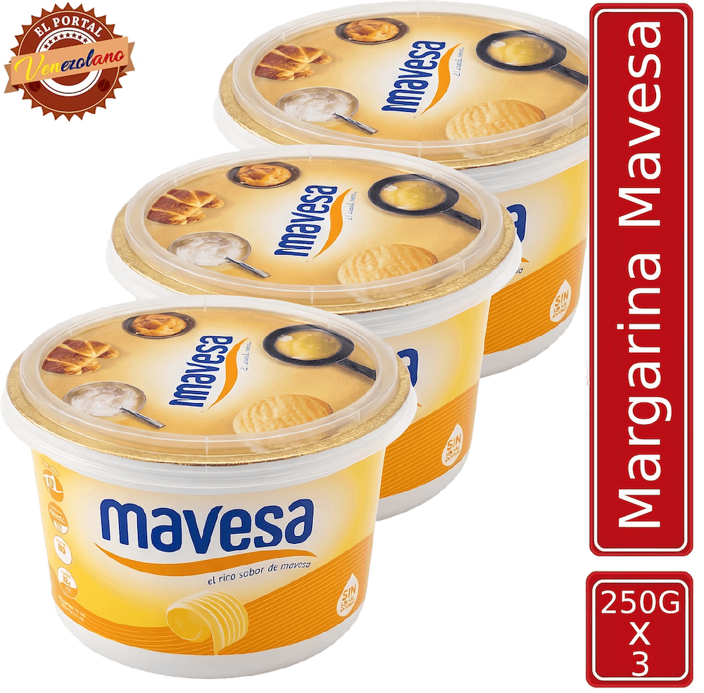 Pack de 3 Mantequilla Mavesa 250g venezolana, disponible en Colombia