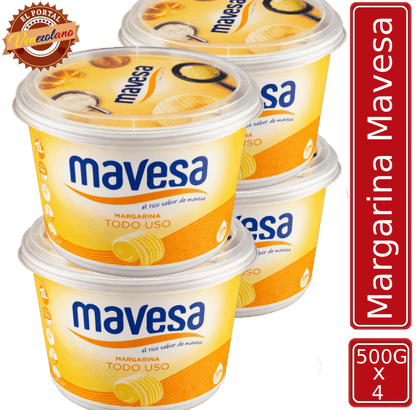 Pack de 4 Mantequilla Mavesa 500g venezolana, disponible en Colombia