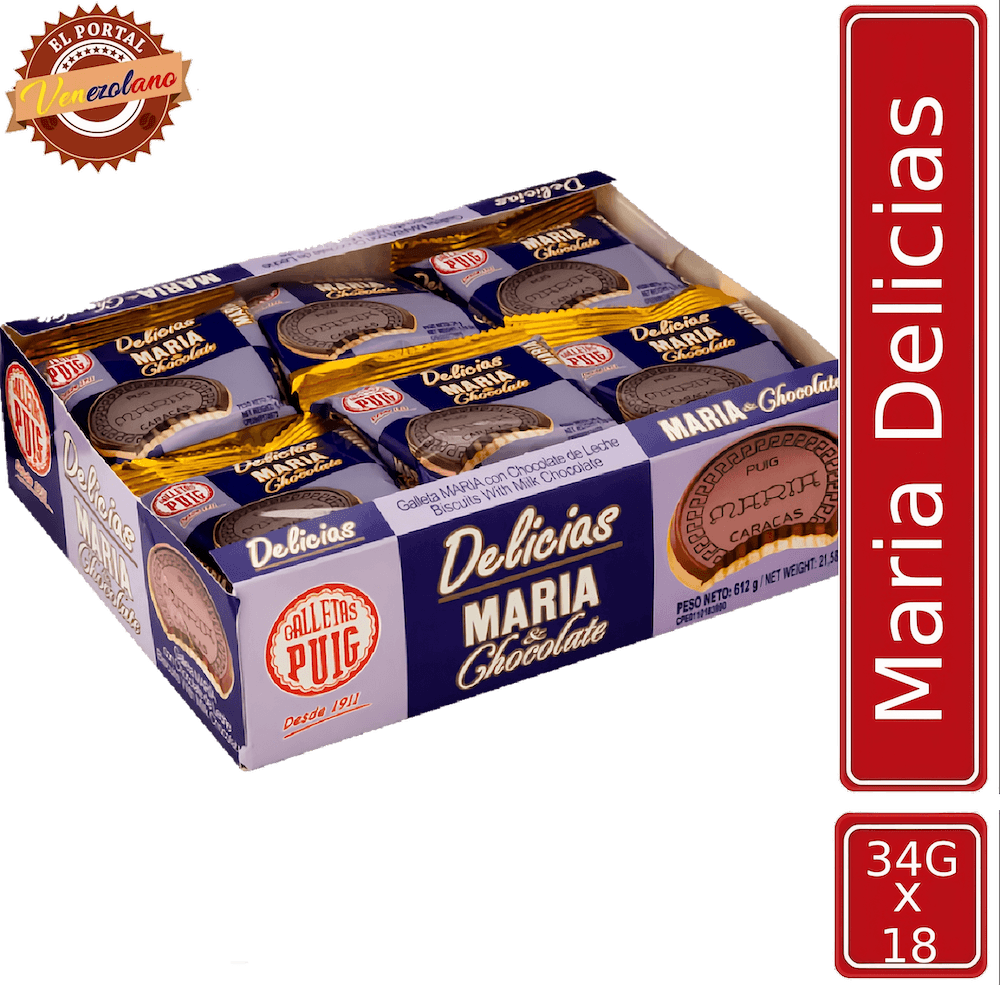 Pack de 18 galletas María Delicias Puig venezolanas, disponible en Colombia