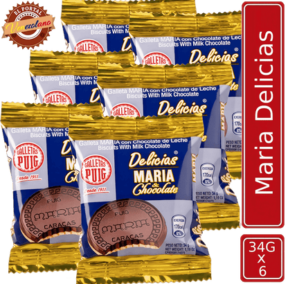 Pack de 6 galletas María Delicias Puig venezolanas, disponible en Colombia