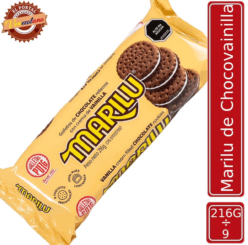 Galletas Marilú choco vainilla Puig venezolanas, disponible en Colombia