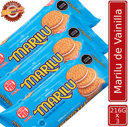 Pack de 3 galletas Marilú de vainilla Puig venezolanas, disponible en Colombia