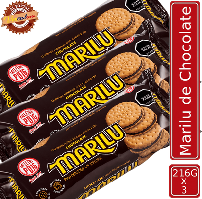 Pack de 3 galletas Marilú de chocolate Puig venezolanas, disponible en Colombia