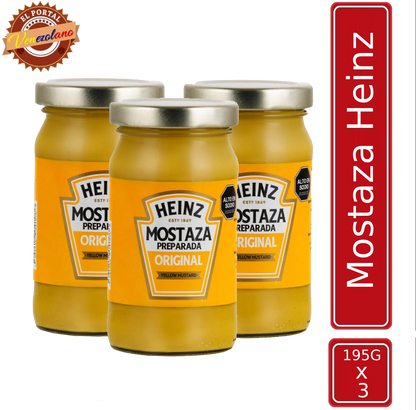 Pack de 3 mostaza Heinz 195g venezolana, disponible en Colombia