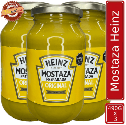 Pack de 3 mostaza Heinz 490g venezolana, disponible en Colombia
