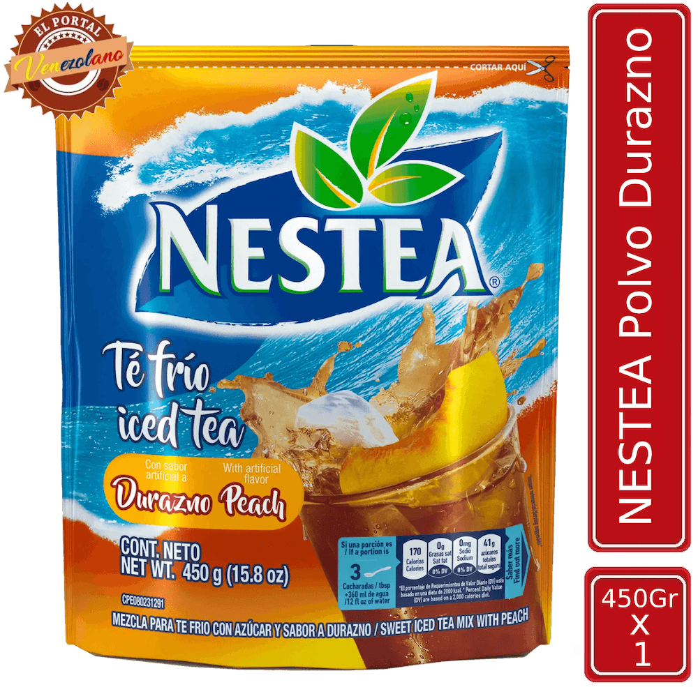 Nestea en polvo sabor durazno 450g venezolano, disponible en Colombia