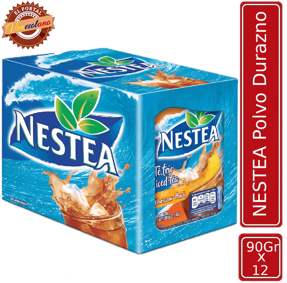 Pack de 12 Nestea en polvo sabor durazno 90g venezolano, disponible en Colombia