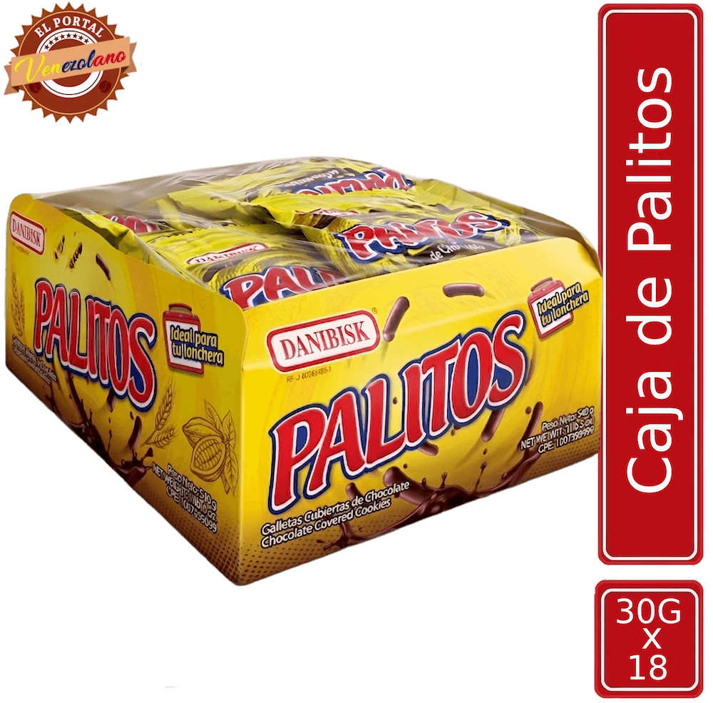 Pack de 18 palitos de chocolate Danibisk venezolanos, disponible en Colombia