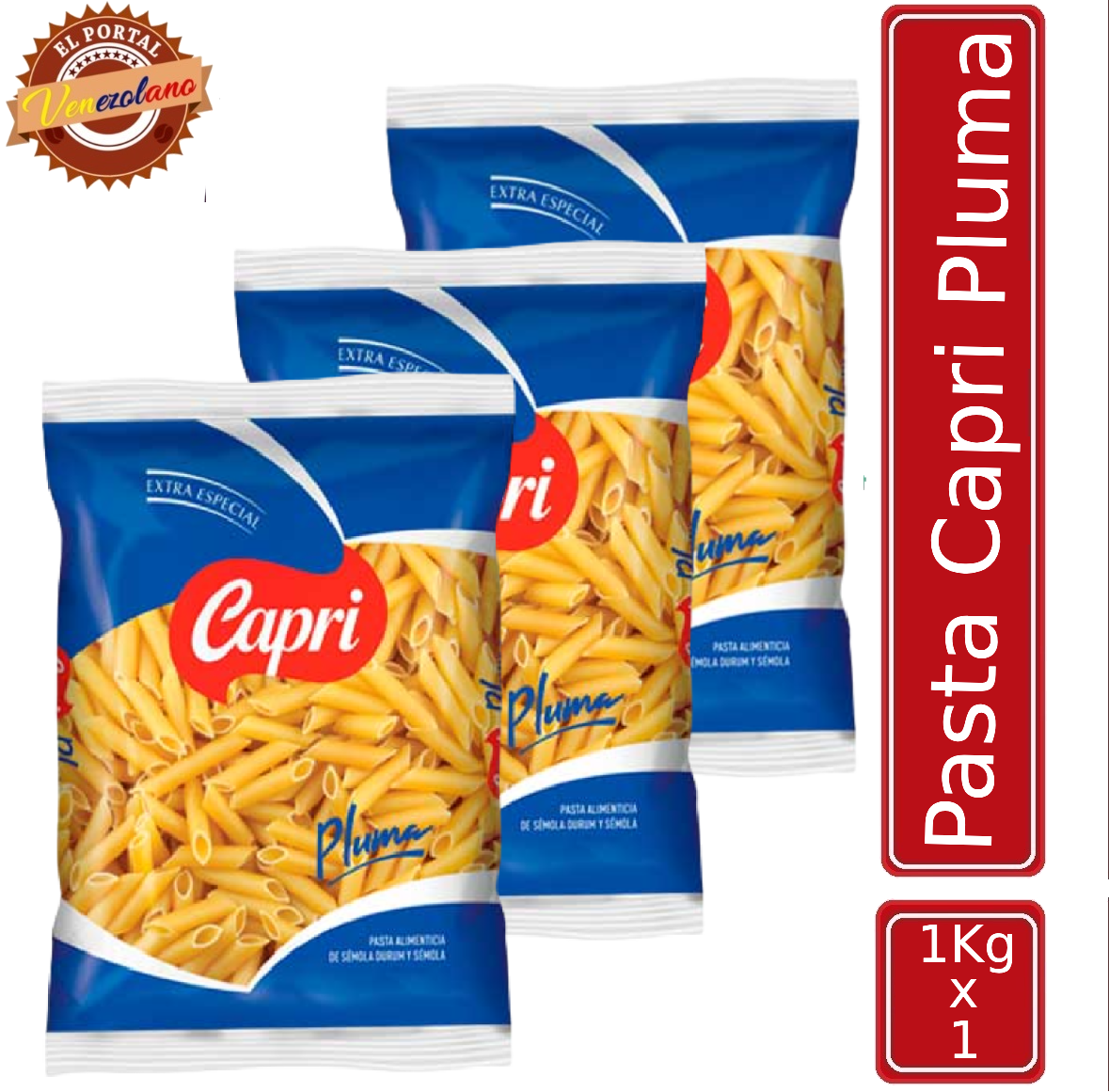 Pasta Corta Pluma Capri 1Kg Venezuela x 3