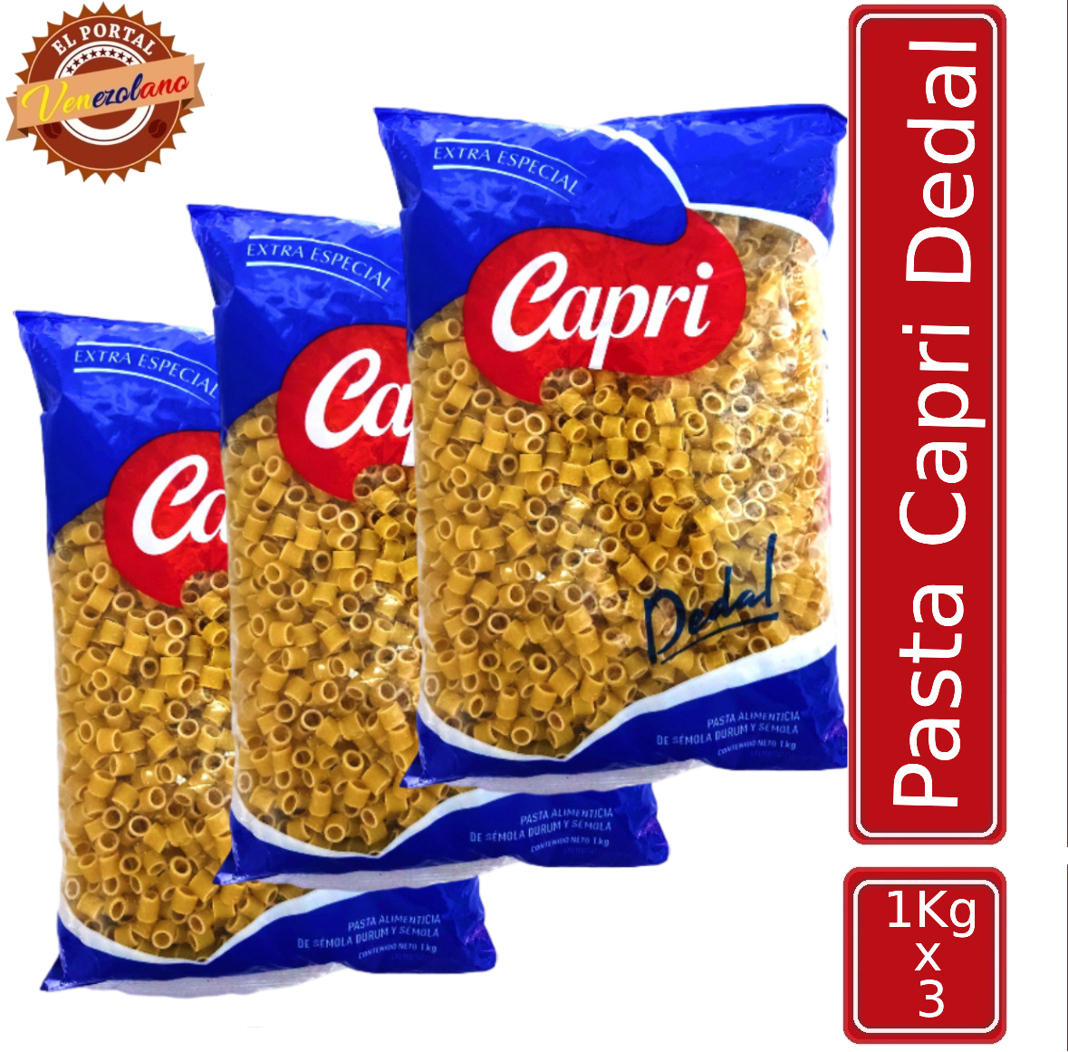 Pasta Corta Dedal Capri 1Kg Venezuela x 3