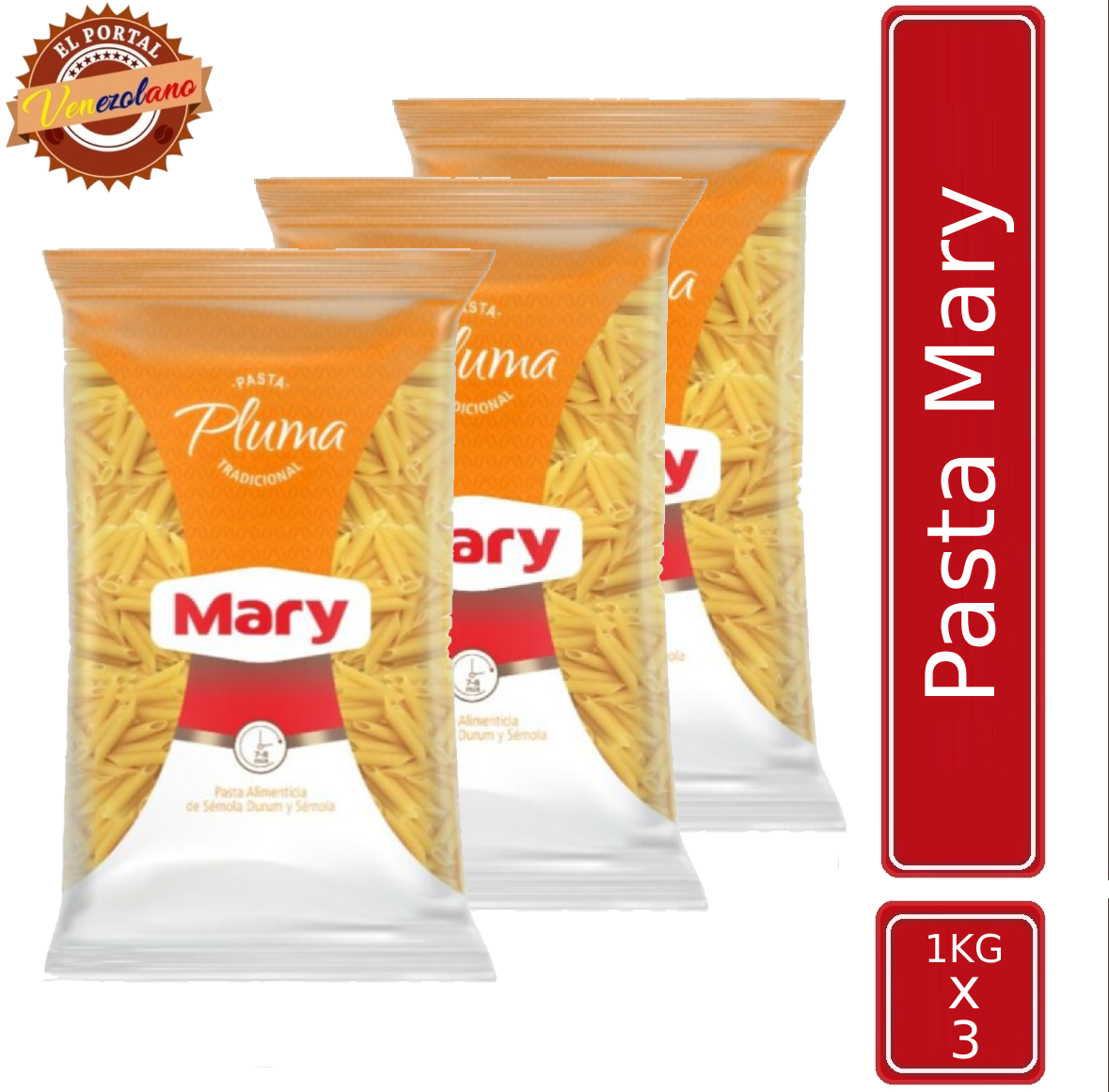Pasta Corta Mary Pluma 1Kg Venezuela x 3
