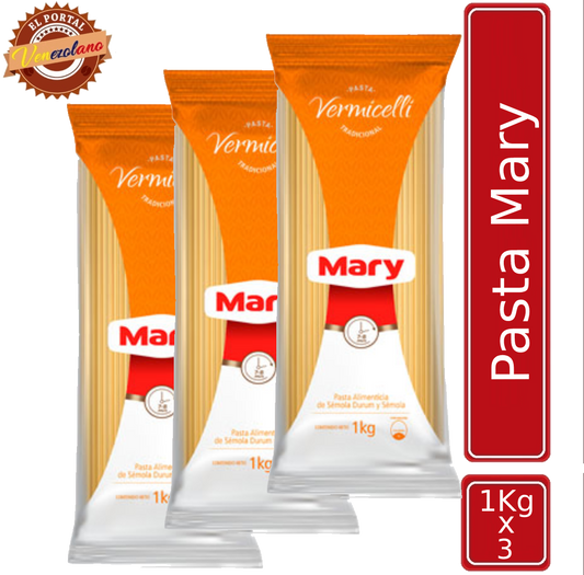 Pasta Larga Vermicelli  Mary 1 Kg Venezuela x 3