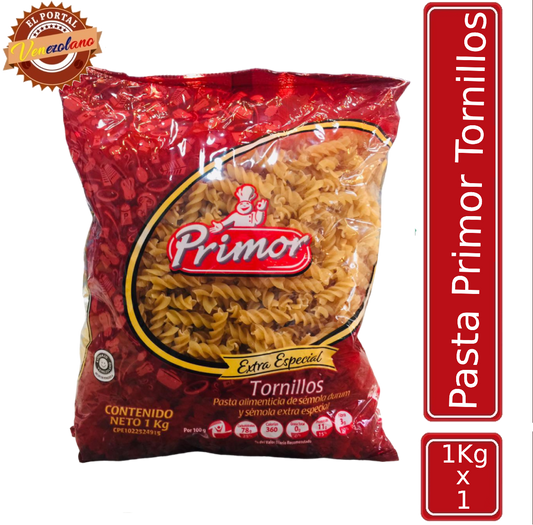 Pasta Corta Primor Tornillitos  1Kg Venezuela