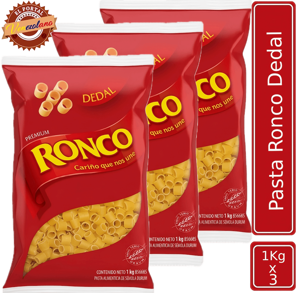 Pack de 3 pasta Ronco dedal 1kg venezolana, disponible en Colombia
