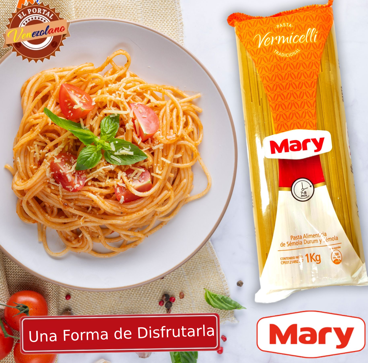 Pasta Larga Vermicelli  Mary 1 Kg Venezuela x 3