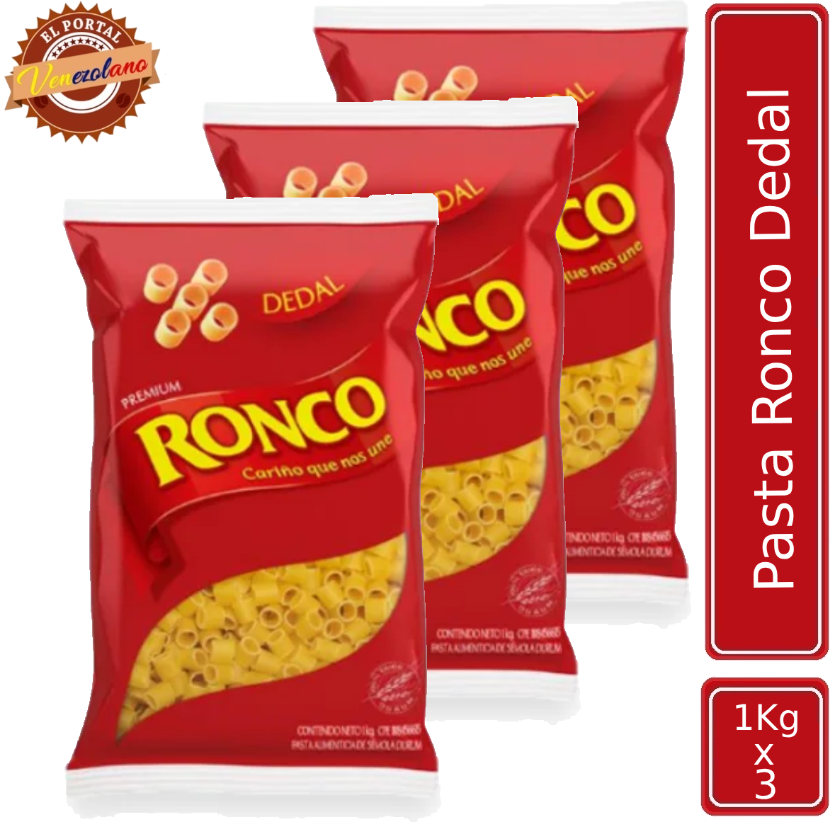 Pasta Ronco Dedal 1Kg  Venezuela x 3