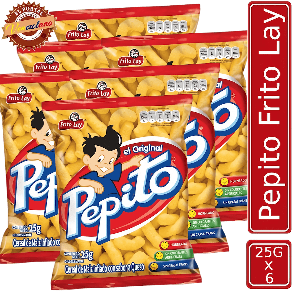 Pack de 6 Pepito 25g Frito Lay venezolano, disponible en Colombia