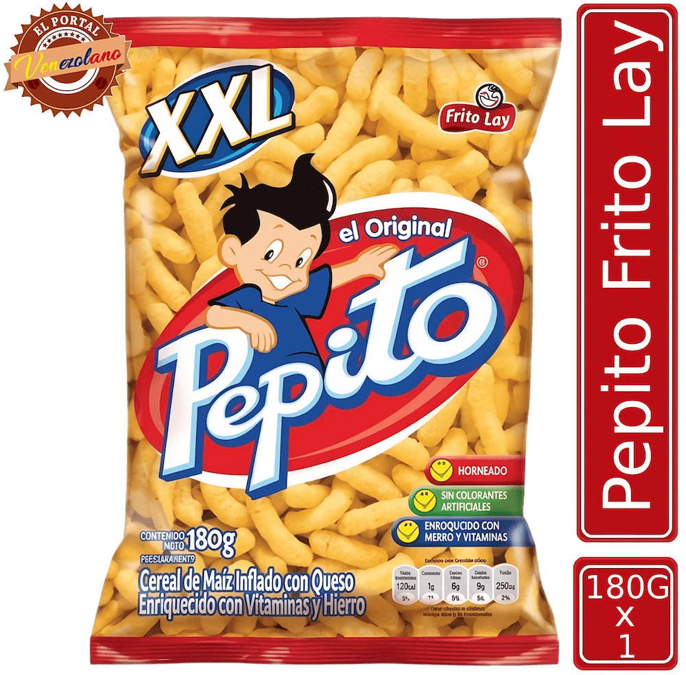 Pepito XXL 180g Frito Lay venezolano, disponible en Colombia