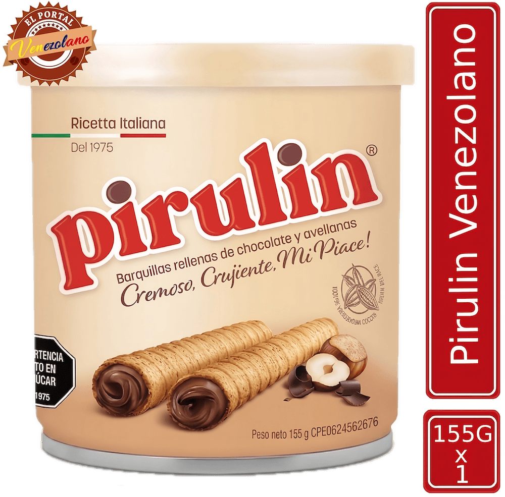 Pirulín en lata 155g venezolano, disponible en Colombia