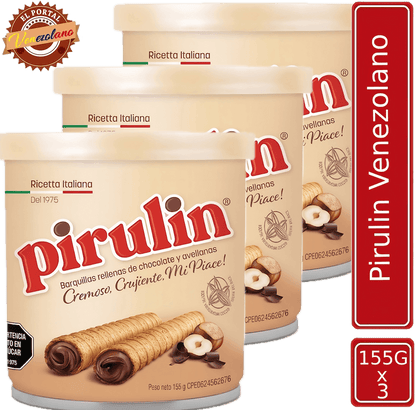Pack de 3 Pirulín en lata 155g venezolano, disponible en Colombia