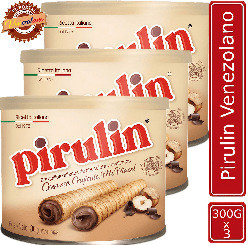 Pack de 3 Pirulín en lata 300g venezolano, disponible en Colombia