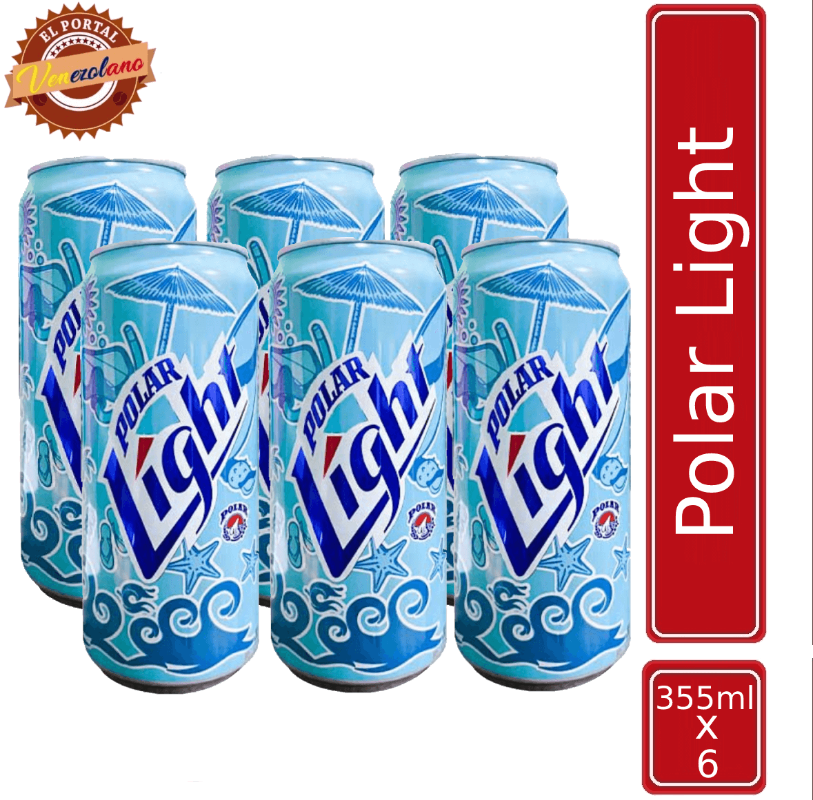 Pack de 6 cerveza Polar Light 355 ml venezolana, disponible en Colombia