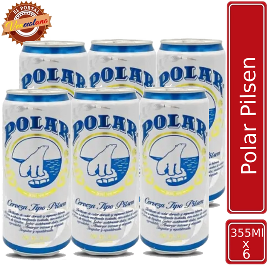 Cerveza Polar Lata 355 Ml Venezuela x 6 Unidades