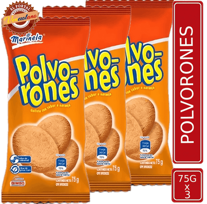 Pack de 3 polvorones Marinela polvorosas venezolanas, disponible en Colombia