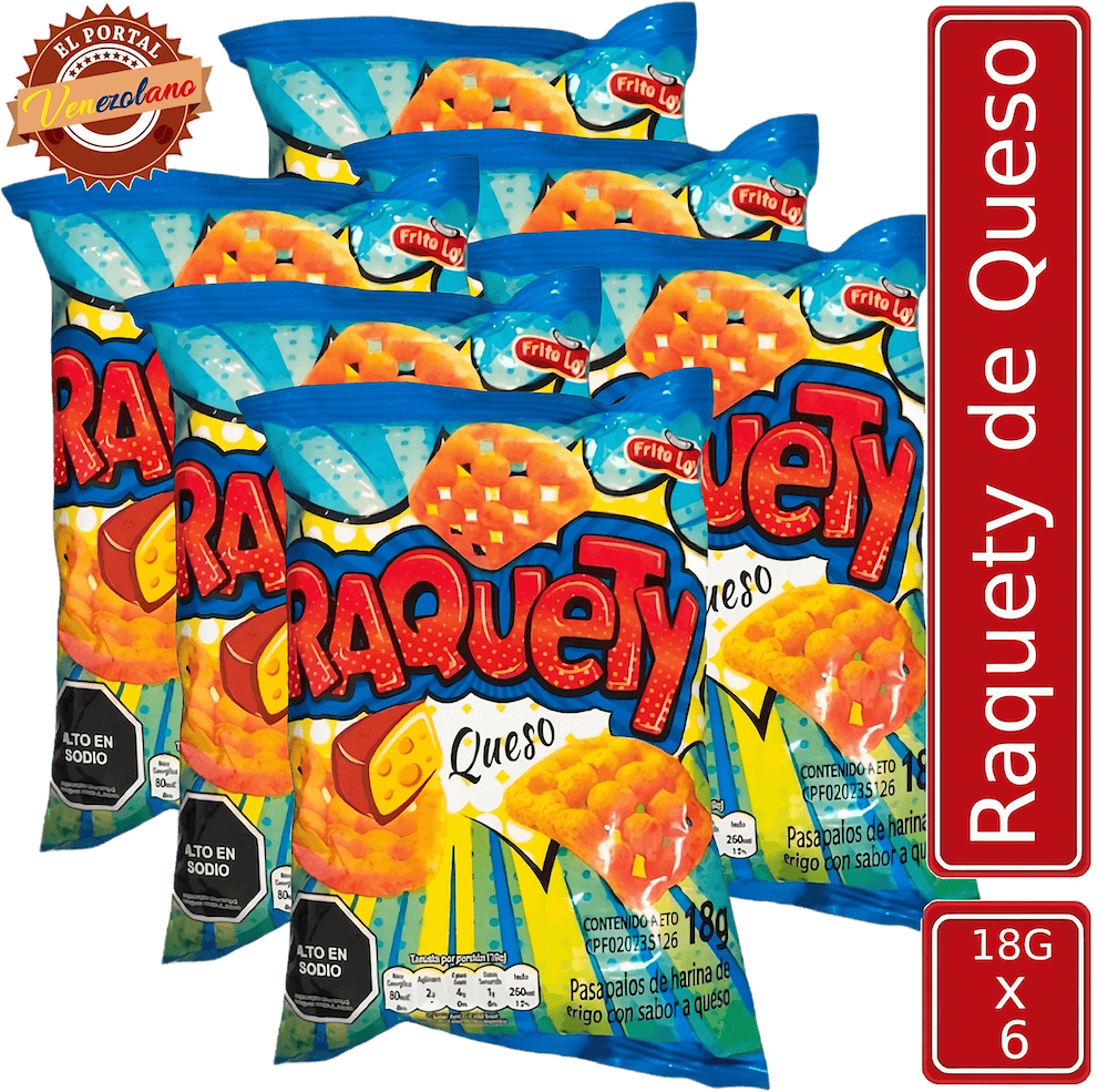 Pack de 6 Raquety de queso Frito Lay venezolano, disponible en Colombia