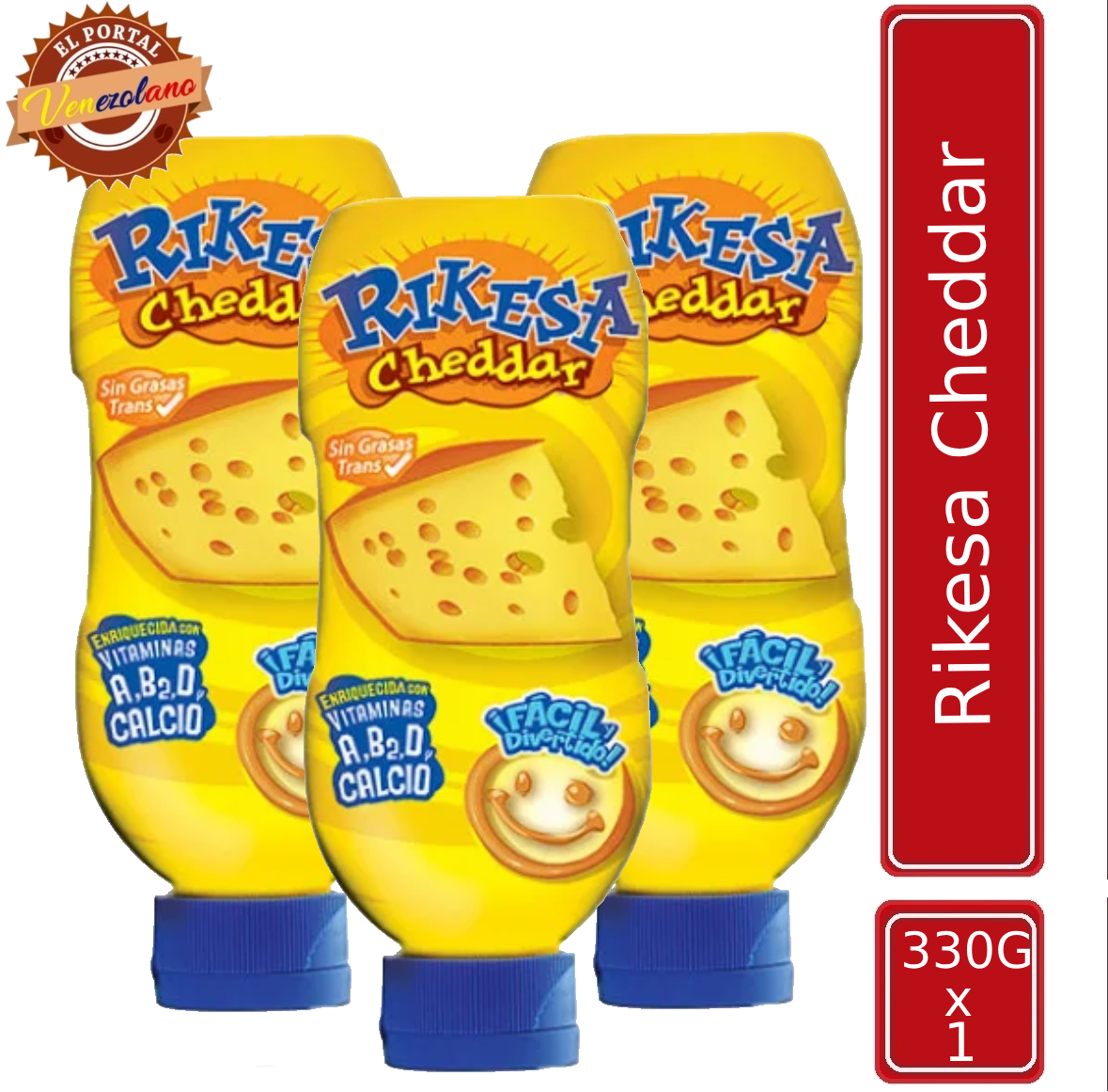 Rikesa Cheddar 330 Gr Nueva Presentación Venezuela x 3