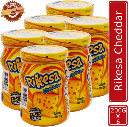 Pack de 6 Rikesa queso fundido cheddar 200g venezolano, disponible en Colombia