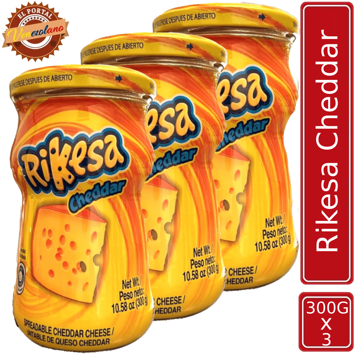 Rikesa Queso Fundido Cheddar 300g Venezuela X 3 Unidades
