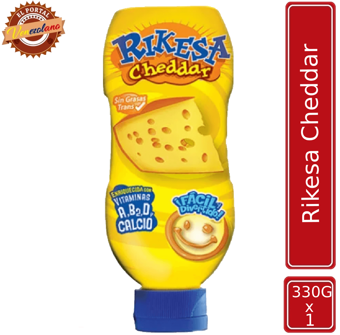 Rikesa Queso Fundido Cheddar Untable 330g Frasco Plástico